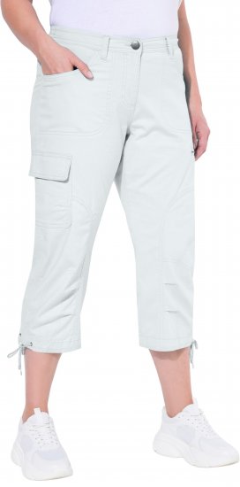 Ulla Popken Stretch Cotton Cargo Crop Pants Snow White - Blugi & Pantaloni pentru Femei Mărimi Mari – Plus Size - 