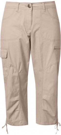 Ulla Popken Stretch Cotton Cargo Crop Pants Beige - Blugi & Pantaloni pentru Femei Mărimi Mari – Plus Size - 