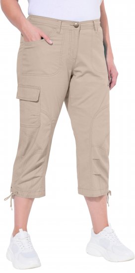 Ulla Popken Stretch Cotton Cargo Crop Pants Beige - Blugi & Pantaloni pentru Femei Mărimi Mari – Plus Size - 