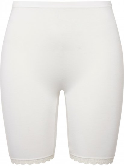 Ulla Popken Lace Hem Stretch Viscose Knit Bicycle Length Lounge Shorts White - Blugi & Pantaloni pentru Femei Mărimi Mari – Plus Size - 