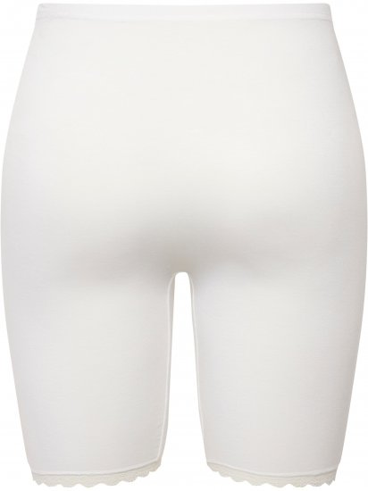 Ulla Popken Lace Hem Stretch Viscose Knit Bicycle Length Lounge Shorts White - Blugi & Pantaloni pentru Femei Mărimi Mari – Plus Size - 