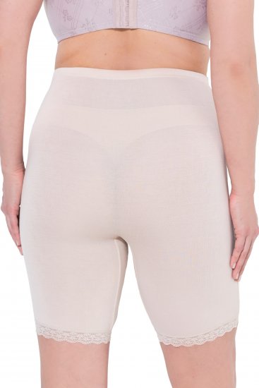 Ulla Popken Lace Hem Stretch Viscose Knit Bicycle Length Lounge Shorts Beige - Blugi & Pantaloni pentru Femei Mărimi Mari – Plus Size - 
