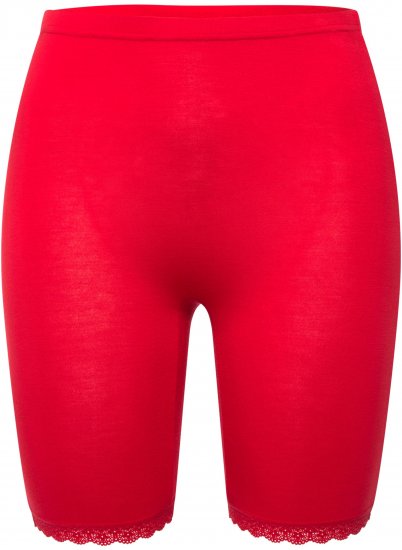 Ulla Popken Lace Hem Stretch Viscose Knit Bicycle Length Lounge Shorts Red - Blugi & Pantaloni pentru Femei Mărimi Mari – Plus Size - 