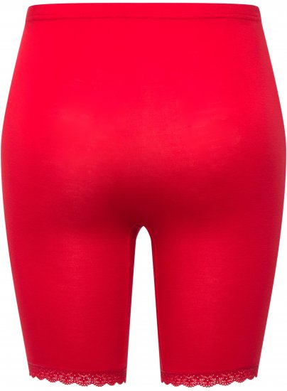 Ulla Popken Lace Hem Stretch Viscose Knit Bicycle Length Lounge Shorts Red - Blugi & Pantaloni pentru Femei Mărimi Mari – Plus Size - 