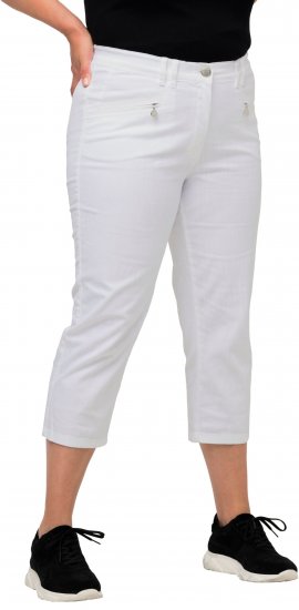 Ulla Popken Mony Stretch Capri Pants Snow White - Blugi & Pantaloni pentru Femei Mărimi Mari – Plus Size - 