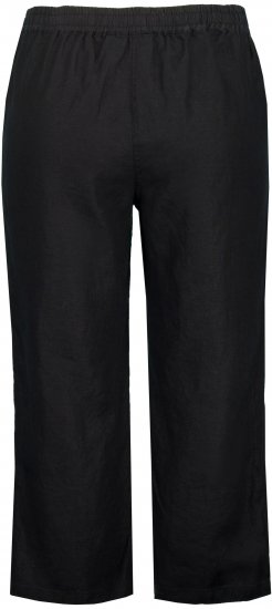 Ulla Popken Cool Linen Elastic Waist Capri Pants Black - Blugi & Pantaloni pentru Femei Mărimi Mari – Plus Size - 