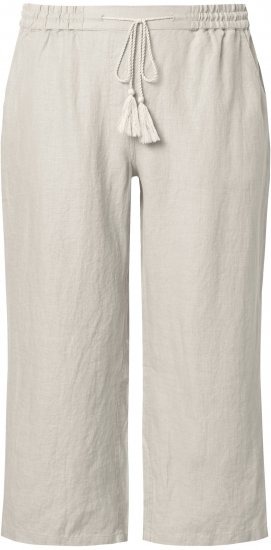 Ulla Popken Cool Linen Elastic Waist Capri Pants Brown - Blugi & Pantaloni pentru Femei Mărimi Mari – Plus Size - 