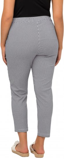 Ulla Popken Check Bengaline Slim Leg Sienna Fit Stretch Crop Pants Black - Blugi & Pantaloni pentru Femei Mărimi Mari – Plus Size - 