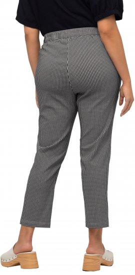 Ulla Popken Check Bengaline Slim Leg Sienna Fit Stretch Crop Pants Navy - Blugi & Pantaloni pentru Femei Mărimi Mari – Plus Size - 