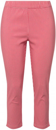 Ulla Popken Check Bengaline Slim Leg Sienna Fit Stretch Crop Pants Light Pink - Blugi & Pantaloni pentru Femei Mărimi Mari – Plus Size - 