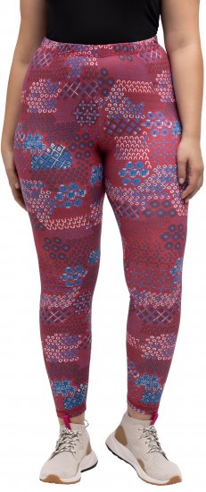 Ulla Popken Graphic Print Recycled Polyester Quick Dry Stretch Leggings Red - Blugi & Pantaloni pentru Femei Mărimi Mari – Plus Size - 