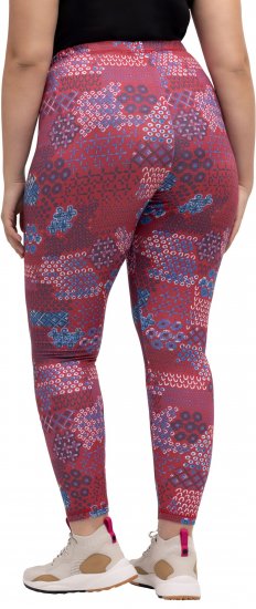 Ulla Popken Graphic Print Recycled Polyester Quick Dry Stretch Leggings Red - Blugi & Pantaloni pentru Femei Mărimi Mari – Plus Size - 