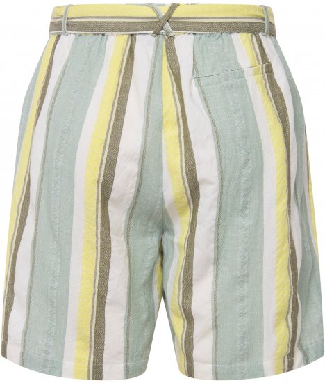 Ulla Popken Striped Wide Leg Elastic Waistband Shorts White - Blugi & Pantaloni pentru Femei Mărimi Mari – Plus Size - 