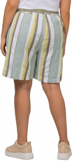Ulla Popken Striped Wide Leg Elastic Waistband Shorts White - Blugi & Pantaloni pentru Femei Mărimi Mari – Plus Size - 