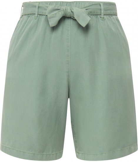 Ulla Popken Tie Belt Lyocell Shorts Moss Green - Blugi & Pantaloni pentru Femei Mărimi Mari – Plus Size - 