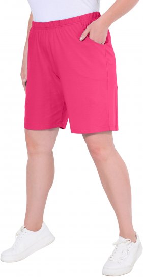 Ulla Popken Stretch Knit Bermuda Shorts Red - Blugi & Pantaloni pentru Femei Mărimi Mari – Plus Size - 