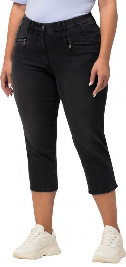 Ulla Popken Cropped Stretch Blend Mony Jeans Black - Blugi & Pantaloni pentru Femei Mărimi Mari – Plus Size - 