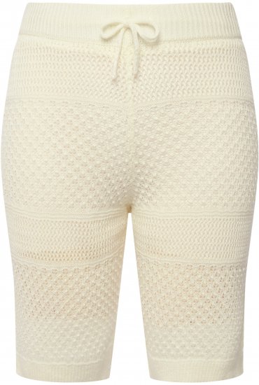 Ulla Popken Crochet Bermuda Layered Look Shorts White - Blugi & Pantaloni pentru Femei Mărimi Mari – Plus Size - 