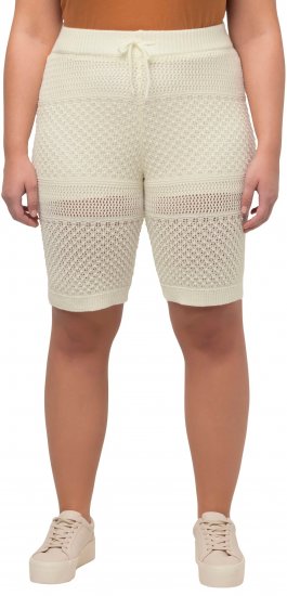 Ulla Popken Crochet Bermuda Layered Look Shorts White - Blugi & Pantaloni pentru Femei Mărimi Mari – Plus Size - 
