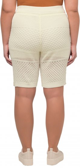 Ulla Popken Crochet Bermuda Layered Look Shorts White - Blugi & Pantaloni pentru Femei Mărimi Mari – Plus Size - 