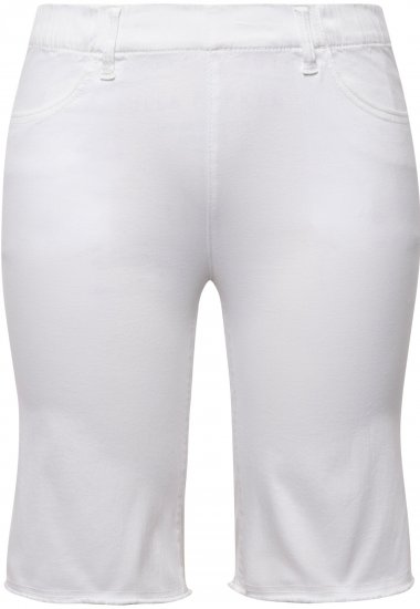 Ulla Popken Frayed Hemline Elastic Waistband Bermuda Shorts Snow White - Blugi & Pantaloni pentru Femei Mărimi Mari – Plus Size - 