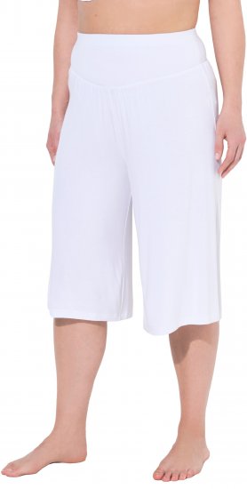 Ulla Popken Wide Leg Flared Bermuda Shorts White - Blugi & Pantaloni pentru Femei Mărimi Mari – Plus Size - 