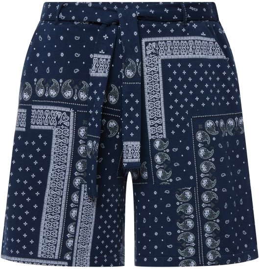 Ulla Popken Paisley Pull On Shorts Blue - Blugi & Pantaloni pentru Femei Mărimi Mari – Plus Size - 