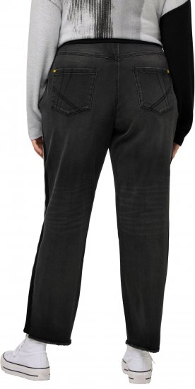 Ulla Popken Side Stripe Stretch Fit Boyfriend Jeans Black - Blugi & Pantaloni pentru Femei Mărimi Mari – Plus Size - 