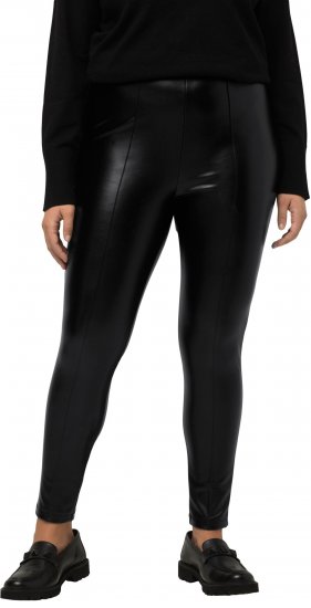 Ulla Popken Faux Leather Leggings Black - Blugi & Pantaloni pentru Femei Mărimi Mari – Plus Size - 