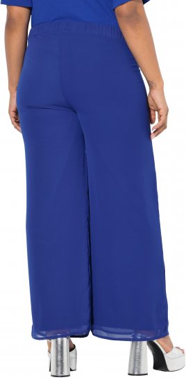 Ulla Popken Layered Chiffon Wide Leg Pants Blue - Blugi & Pantaloni pentru Femei Mărimi Mari – Plus Size - 