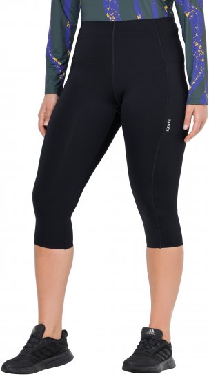 Ulla Popken Cropped Sports Leggings Black - Blugi & Pantaloni pentru Femei Mărimi Mari – Plus Size - 