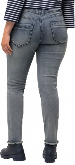Ulla Popken Fringed Hem Stretch Fit Jeans Blue Denim - Blugi & Pantaloni pentru Femei Mărimi Mari – Plus Size - 