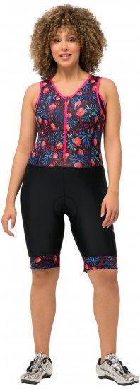 Ulla Popken Functional Padded Zip Front Cycling Leotard Black - Blugi & Pantaloni pentru Femei Mărimi Mari – Plus Size - 