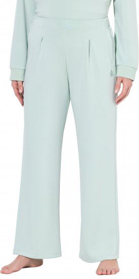 Ulla Popken Box Pleat Stretch Fit Yoga Pants Light Blue - Blugi & Pantaloni pentru Femei Mărimi Mari – Plus Size - 