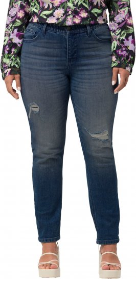 Ulla Popken Sammy Destroy 5 Pocket Jeans Blue Denim - Blugi & Pantaloni pentru Femei Mărimi Mari – Plus Size - 