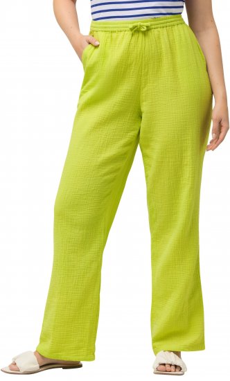Ulla Popken Muslin Pull On Pants Green - Blugi & Pantaloni pentru Femei Mărimi Mari – Plus Size - 