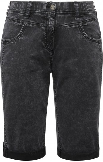 Ulla Popken Denim Acid Wash Bermuda Shorts Black - Blugi & Pantaloni pentru Femei Mărimi Mari – Plus Size - 