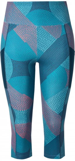 Ulla Popken Quick Dry Cropped Geometric Print Leggings Blue - Geci - 