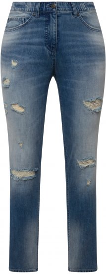 Ulla Popken Distressed Stretch Fit Sarah Jeans Blue - Blugi & Pantaloni pentru Femei Mărimi Mari – Plus Size - 