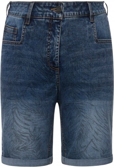 Ulla Popken Palm Print Denim Bermuda Shorts Blue Denim - Blugi & Pantaloni pentru Femei Mărimi Mari – Plus Size - 