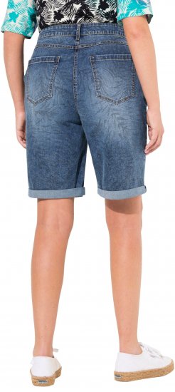 Ulla Popken Palm Print Denim Bermuda Shorts Blue Denim - Blugi & Pantaloni pentru Femei Mărimi Mari – Plus Size - 