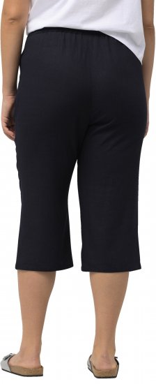 Ulla Popken Cropped Linen Blend Elastic Waist Pants Navy - Blugi & Pantaloni pentru Femei Mărimi Mari – Plus Size - 