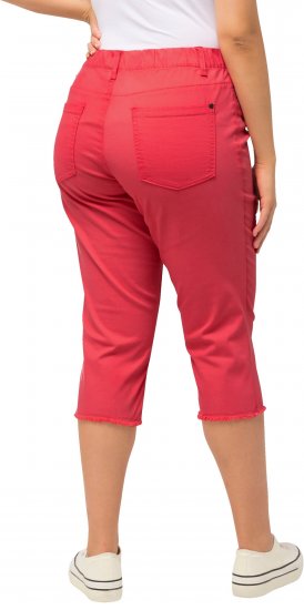 Ulla Popken Stretch Fit Raw Hem Capris Dark Coral - Blugi & Pantaloni pentru Femei Mărimi Mari – Plus Size - 