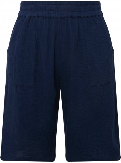 Ulla Popken Muslin Elastic Waist Wide Leg Shorts Blue - Blugi & Pantaloni pentru Femei Mărimi Mari – Plus Size - 