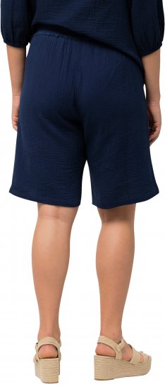 Ulla Popken Muslin Elastic Waist Wide Leg Shorts Blue - Blugi & Pantaloni pentru Femei Mărimi Mari – Plus Size - 