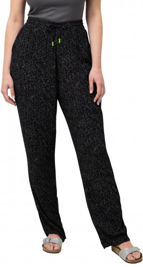 Ulla Popken Speckled Crepe Pull On Pants Black - Blugi & Pantaloni pentru Femei Mărimi Mari – Plus Size - 