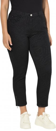 Ulla Popken Animal Print Stretch Fit Jeans Black - Blugi & Pantaloni pentru Femei Mărimi Mari – Plus Size - 