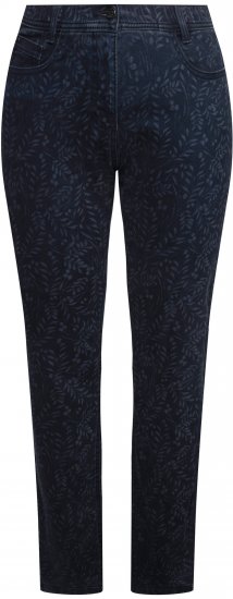 Ulla Popken Leaf Print Boyfriend Jeans Blue - Blugi & Pantaloni pentru Femei Mărimi Mari – Plus Size - 