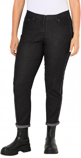 Ulla Popken Raw Denim Stripe Stretch Fit Jeans Black - Blugi & Pantaloni pentru Femei Mărimi Mari – Plus Size - 