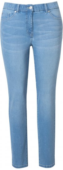 Ulla Popken Rhinestone Detail Stretch Fit Jeans Light Blue Denim - Blugi & Pantaloni pentru Femei Mărimi Mari – Plus Size - 